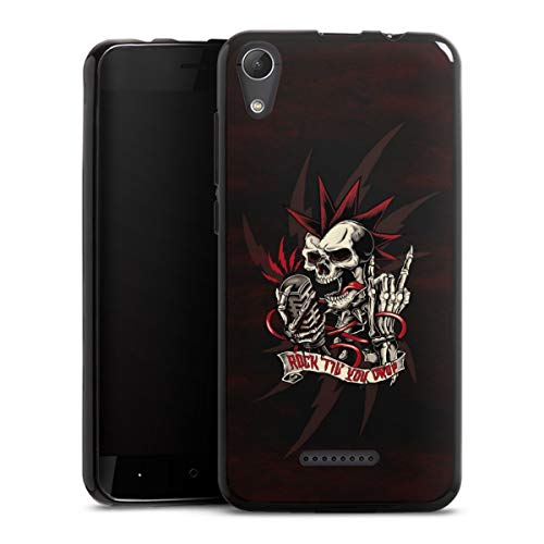 DeinDesign Coque en Silicone Compatible avec Wiko Lenny 4 Étui Silicone Coque Souple Tête de Mort Jupe Musique