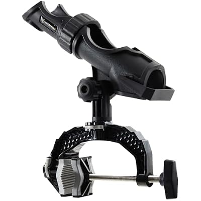 Hitorhike Fishing Rod Holder With Aluminum Alloy Base And One-Click Lock System Fits Round Square Tubes 0.59"~4.53" Enlarged Clamp Range For Boat Kayak Fishing