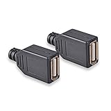 Conwork 10-Pack USB 2.0 Type A Female Socket 4 Pin Plug Connector with Black Plastic Cover