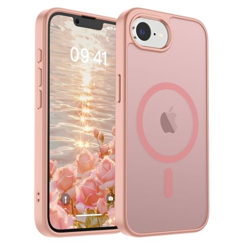 Image of SUPFINE Magnetic for iPhone 17e Case /iPhone 16e Case (Compatible with MagSafe)(Military Grade Drop Protection) Slim Translucent Matte Shockproof with Anti-Fingerprint Phone Case,Pink
