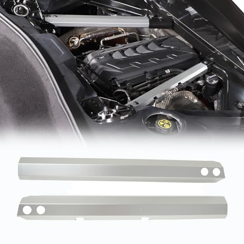 Image of CHEAYAR Engine Bay Panel Cover Compatible with Chevrolet Corvette C8 2020-2023, Engine Shroud Cover Panel Trims, C8 Accessories 2PCS (Engine Rod - Silver)