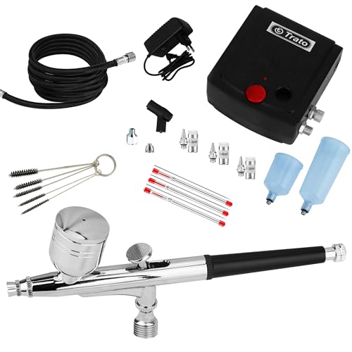 Kit Aerógrafo + Compressor Completo 17 Pçs Bivolt Aerografia Profissional