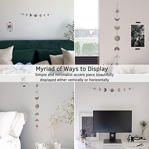 image for BASE ROOTS Moon Phase, Silver Wall Decor for Bedroom & Living Room, Bo
