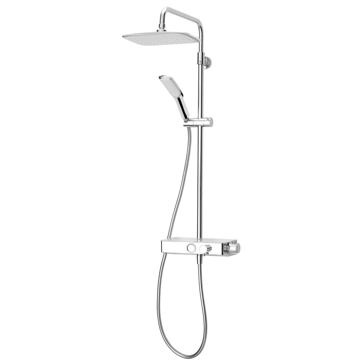 Triton Push Button Thermostatic Bar Mixer Shower Chrome + Riser Rail Hose Head