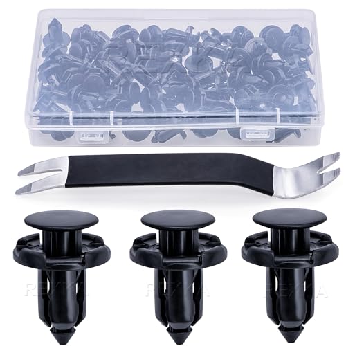 Rexka 51pcs Front Fender Bumper Engine Cover Push Type Clips for Honda Mitsubishi MR200300 Lancer Outlander Eclipse Galant Mirage Montero -Multipurpose Auto Trim Panel Body Remover
