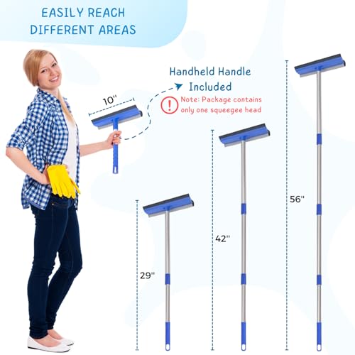 Window Squeegee for Home, 56'' Long Handle Shower Door Cleaner Tool, 2-in-1 Glass Scrubber for Car Windshield Cleaning by KeFanta - Image 3