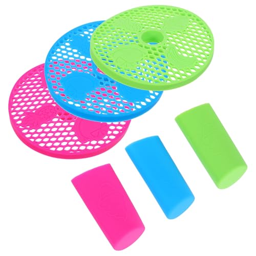 GARIOUANS Accesorios para Máquina de Granizados Ninja Fs301 Fs300, 3 Juegos de Bandejas de Goteo y Cubiertas de Mango de Silicona Roja, Azul y Verde, Repuestos Resistentes al Calor