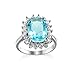 Stfery Bague Plaqué Argent, Bague Zirconia Coussin Bague Zirconium Bleu pour Anniversaire La Saint Valentin, Taille 51.5