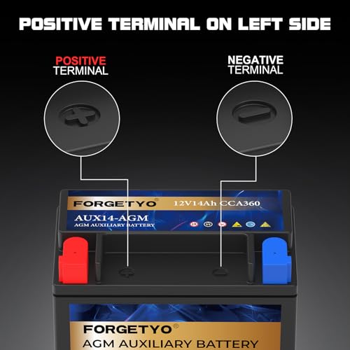Image of AUX14 Auxiliary Battery, 12V 14 AH AGM Battery, 360 CCA Rechargeable AGM Maintenance Free 38 Months Warranty