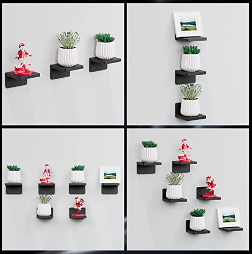 Richer House Small Floating Shelves For Wall Set Of 3, Small Black Shelves, Pine Wood Shelf For Home Decor Display, Adhesive Wall Shelves With 2 Types Of Installation Ways In Bathroom, Bedroom #TOP5