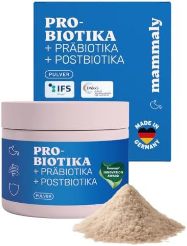 mammaly NEUHEIT 2026: Probiotika + Prä- & Postbiotika Pulver (90g Pulver) | reicht ≈72 Tage (hochkonzentriert) für Verdauung, Darmflora & Magen-Darm - DLG zertifiziert - mit Tierär