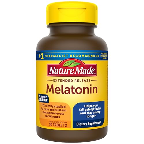 Nature Made Melatonin 4mg Extended Release Tablets Sleep Supplements for Adults 100% Drug Free Sleep Aid 90 Count 90 Day Supply
