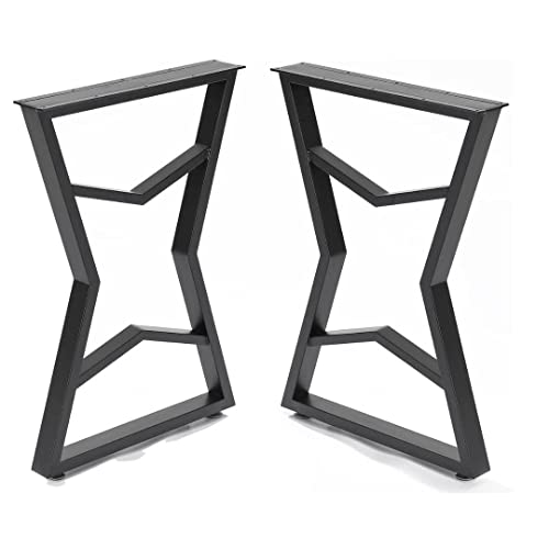 Image of Set of 2 Metal Table Legs Modern Industrial E-Shape Steel Legs for Dining Table Desk Kitchen Island & Workspaces Heavy-Duty Powder-Coated Frame for DIY Custom Tables