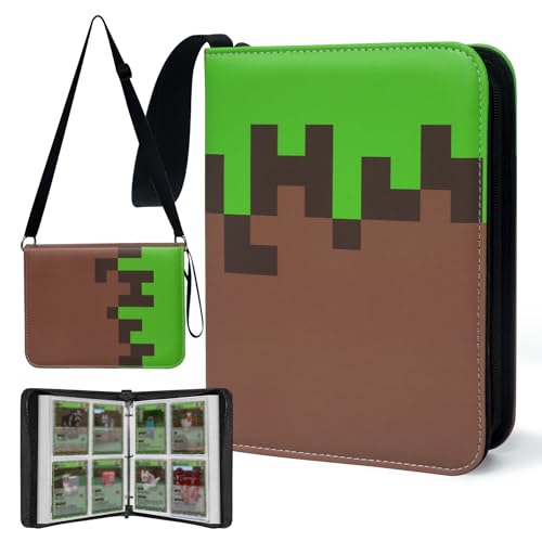 Card Binder with Shoulder Strap 4 Pocket with 50 Sleeves up to 400 Cards Waterproof Card Storage Book for Card Collectors Game Cards Display Case