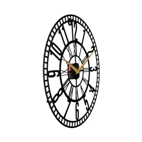 Image of Wakefit Metal Analog Wall Clock Medium | 16 Inch | Laser Cut Abstract Home Decor & Gifting Option | for Living Room Study Bedroom & Office Decor | Verniq Metal Wall Clock 400 MM Black