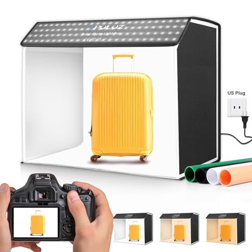 長方形撮影ボックス、PULUZ 60 x 40 x 50cm写真スタジオのテントのキット4 色の背景布CRI ≥95専門照明336pcs 白いビード +336pcs 暖かい白いビード 3000-6500K 3色温度無段階調光可能、大きい撮影箱商品撮影の小道具卓上写真撮影キットディフューザー付きの商品画像（Amazon）