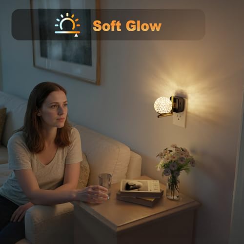 Image of JandCase LED Night Light, 3000K Warm White & RGB Color Changing Night Lights Plug into Wall, Dusk to Dawn Light Sensor, 180 Rotatable Plug in Nightlights for Bathroom, Bedroom, Hallway