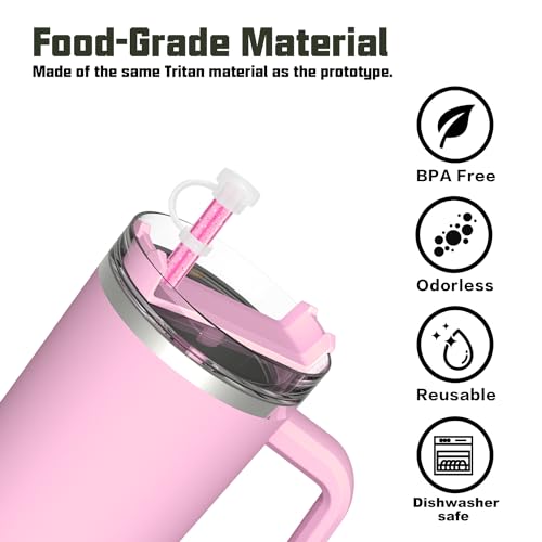 Image of Replacement Straw Compatible with Stanley 40 oz 30 oz Quencher, Tumbler Accessories of 6 Color Straw Replacement with Cleaning Brush, 4 Leak Sproof Plug, 2 Silicone Cover Cap for Stanley