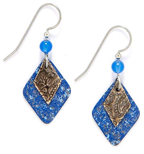 Silver Forest Blue Layer Drop Earrings