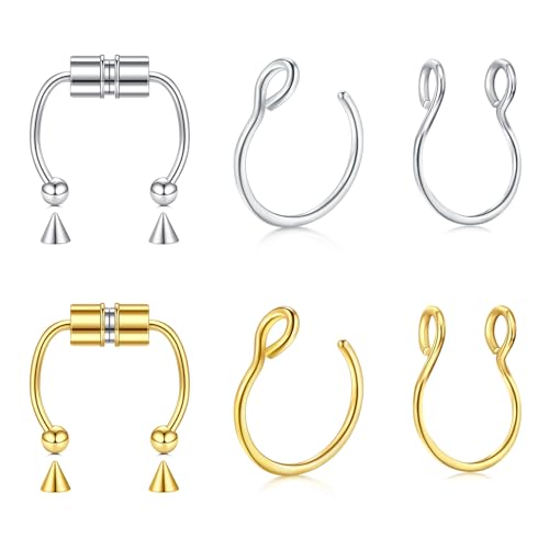 D.Bella Fake Nose Ring - Faux Septum Clip On for Women - Non Piercing Hoop