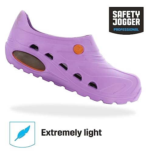 Oxypas Safety Jogger Arbeitsschuhe Damen - Antistatische und rutschfeste Sicherheitsschuhe Herren, Leichter Clog für Medizin, Pflege und Gastro, Antibakteriell, Lila, EU 39/40