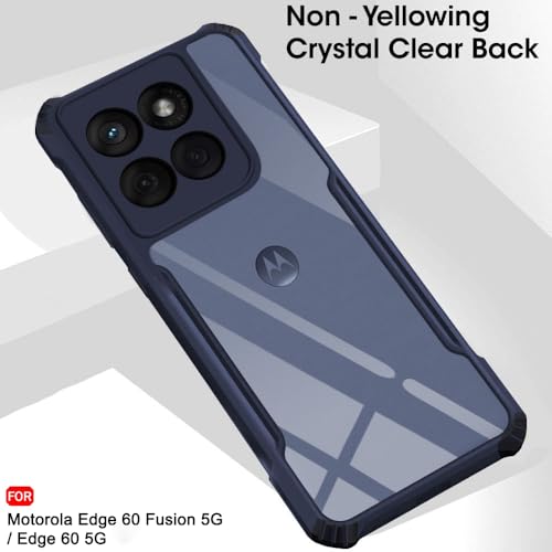 TheGiftKart Shockproof Crystal Clear Back Cover Case for Motorola Edge 60 Fusion 5G / Moto Edge 60 5G | 360 Degree Protection | Protective Design | Transparent Back Case Cover (PC & TPU, Blue Bumper) - Image 5