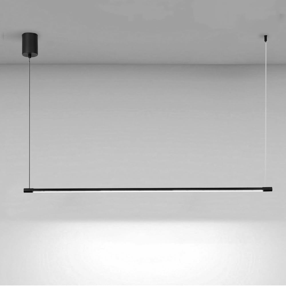 SXWNBIFH Linear Pendant Light Minimalist Black Hanging Lamp LED Chandelier Ceiling Lighting Fixture, Long Strip Kitchen Island Lights Dining Room Office Decor Suspension Lamps Star of Light
