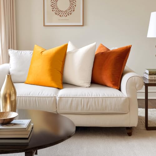 Image of MIULEE Velvet Throw Pillow Covers 12x12 Inch, Pack of 2 - Burnt Orange, Soft Solid Small Decorative Pillow Covers Modern Luxury Home Decor for Couch Chair Sofa Bedroom Livingroom Car