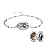 MEIDERBO Pulsera de plata de ley 925 con medallón de flores de nacimiento, pulsera con medallón de 12 meses con foto de flor de nacimiento, regalos para mujeres, madre, madre e hija, Regular Size