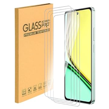 ESACMOT [Pacote com 4] Protetores de tela adaptados para Oppo Realme 12 Lite filme de vidro temperado inquebrável e compatível com capas de dureza 9H HD película protetora para Oppo Realme 12 Lite