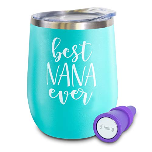 Nana Gifts -Best NANA Ever Tumbler – 12 oz Insulated Stainless Steel Tumbler with Lid – Nana Tumbler - Nana Birthday Gifts - Gifts for Nana - Christmas Gift for Nana – Includes Wine Stopper