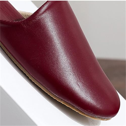 Genuine Leather House Slippers for Women Men Luxurious Solid Sandals Non-slip House Shoes Indoor Outdoor4