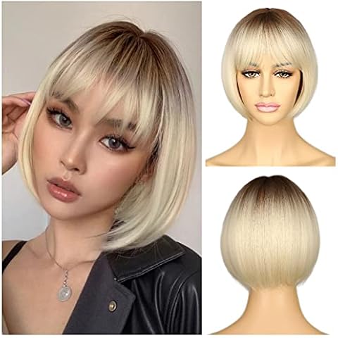 Sapphirewigs Ombre Blonde Bob Wig with Bangs Cover