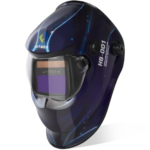 HITBOX Casco de Soldadura Solar con oscurecimiento automático y Rango de Sombra Ajustable 4/9-13 para ARC Mig TIG Plasma Cutter máscara Cap protección(Cosmic)