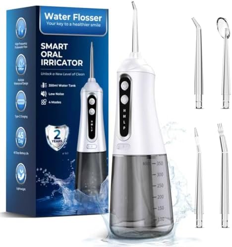 Water Flosser for Teeth Cleaning Pick: Portable Cordless Oral Irrigator350ML, 4 Modes 4 nozzles,IPX7 Waterproof Rechargeable Design – Perfect for Travel and Daily Deep Cleaning Gum Care at Home