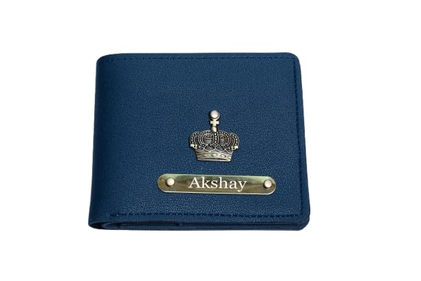 luxo gifts Genuine Leather Men’s Wallet with King Logo & Custom Name Plate | Metal Charm & RFID Blocking Bifold Purse | Gift for Birthday, Valentine, Anniversary - Office & Daily Use(Blue)-picture-49