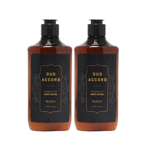 Image of THE LOVE CO. Oud Accord Body Lotion - Deep Hydration for Dry skin with Natural Oils & Shea Butter for Daily Skin Care - Intense Moisture Vitamin E Enriched - 250ml each Pack of 2