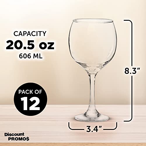 Discount Promos Premiere Wedding Wine Glasses 20.5 Oz. Set Of 12, Bulk Pack - Restaurant Glassware, Perfect For Red Wine Or White Wine - Clear #TOP4