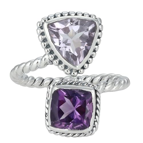 Anillo solitario de amatista, anillo artesanal de plata de ley 925, anillo único para mujer, Piedra preciosa., Amatista