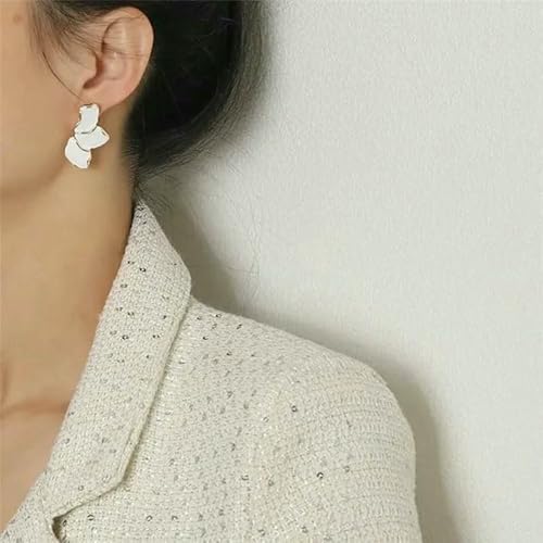 Pendientes de tuerca vintage JYDMS de flor al aceite blanco para joyería de fiesta de mujer 2