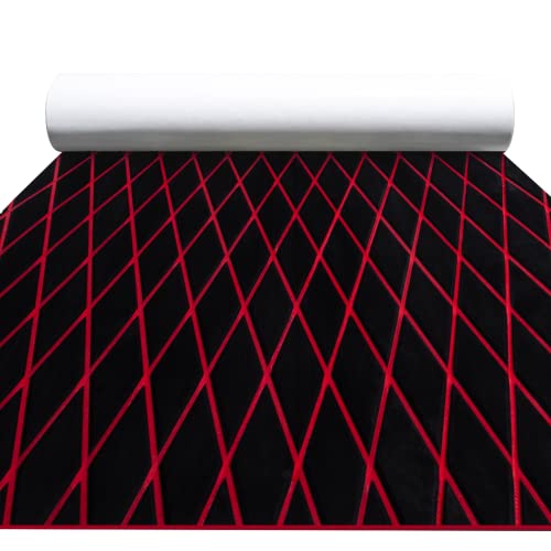FOCEAN Black with Red Lines Boat Flooring