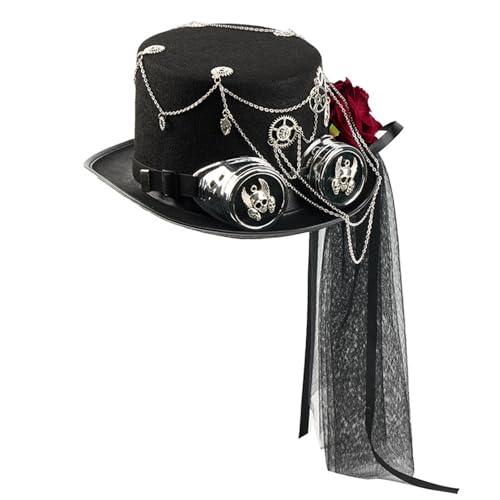 Chapeau haut-de-forme punk à fleurs réglables pour amateurs de cosplay