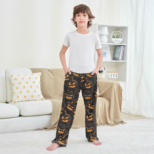 Halloween Pajama Pants Pumpkin Black Background Long Sleep Pants Lounge Bottoms4