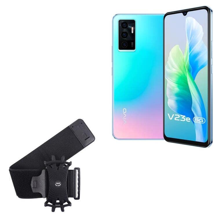 BoxWave Holster Compatible with vivo V23e - ActiveStretch Sport Armband, Adjustable Armband for Workout and Running - Jet Black