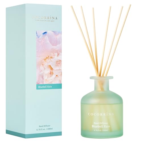 Cocorrina Reed Diffuser Bluebell Rain 676oz Diffuser with 8 Sticks Home Fragrance Essential Oil Reed Diffuser for Bedroom Bathroom Shelf Decor Office Decor Summer Collection