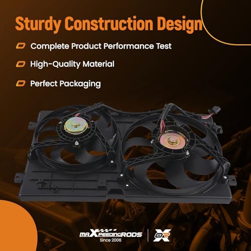 Image of maXpeedingrods Radiator Condenser Cooling Fan Assembly for Volkswagen Beetle 1998-2006, 1C0121206A 1C0121206B 620-773