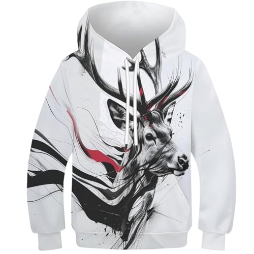 Pull à manches longues wapiti magique avec poche sweat capuche fille garçon 13-15 ans