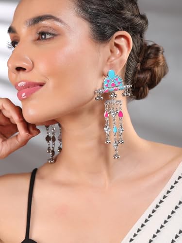 Image of Rubans Oxidised Dangle Earrings Boho Stylish Trendy Jewellery Gift for Women & Girls