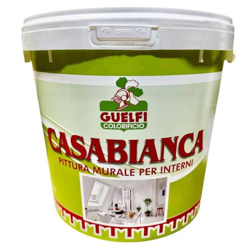 Colorificio Guelfi Casabianca Pittura Murale per Interni Idropittura per Interno Bianca Muri Pareti 14 Lt