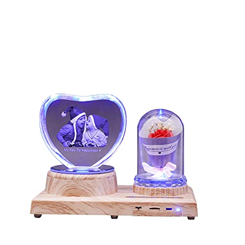 Petite base de lampe en cristal Gravure au laser Photo Gravure Texte Cover